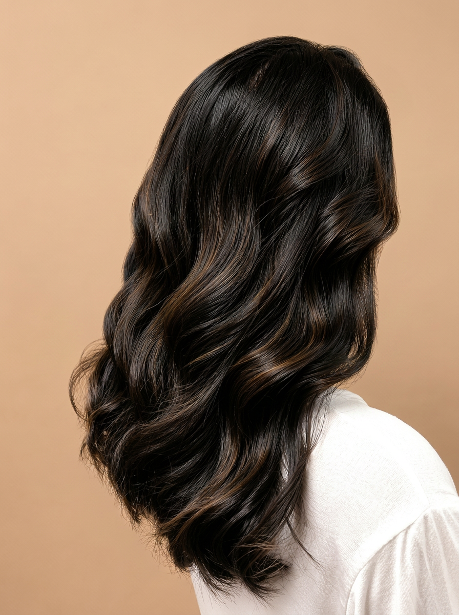 Espresso brunette gloss by Samina, expensive brunette specialist at Sky Parlor Raleigh NC
